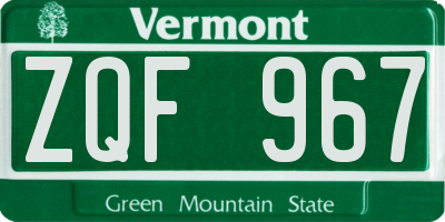 VT license plate ZQF967