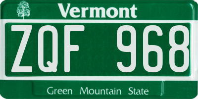 VT license plate ZQF968