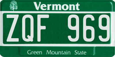 VT license plate ZQF969