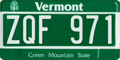 VT license plate ZQF971