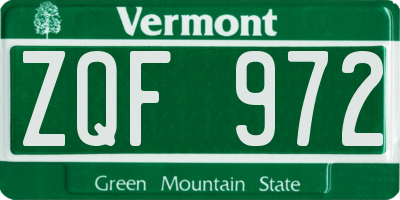 VT license plate ZQF972