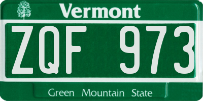 VT license plate ZQF973