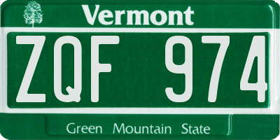 VT license plate ZQF974