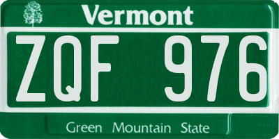 VT license plate ZQF976
