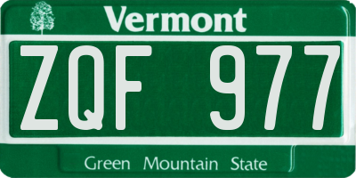VT license plate ZQF977