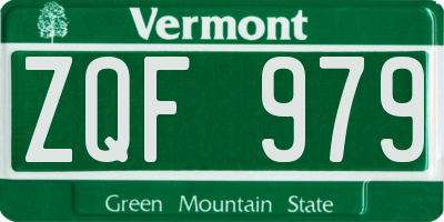 VT license plate ZQF979