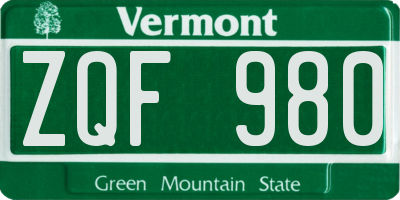 VT license plate ZQF980