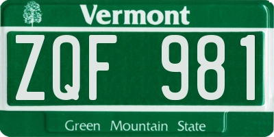 VT license plate ZQF981