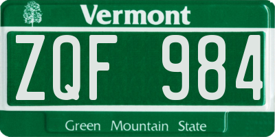 VT license plate ZQF984