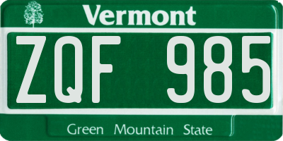 VT license plate ZQF985