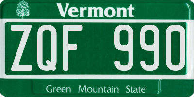 VT license plate ZQF990