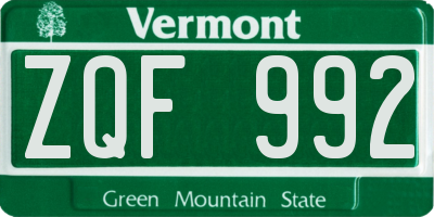 VT license plate ZQF992