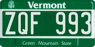 VT license plate ZQF993