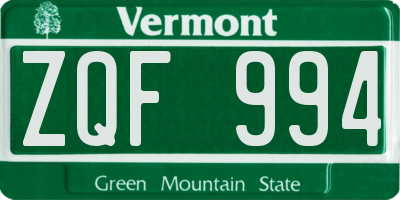 VT license plate ZQF994