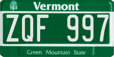 VT license plate ZQF997