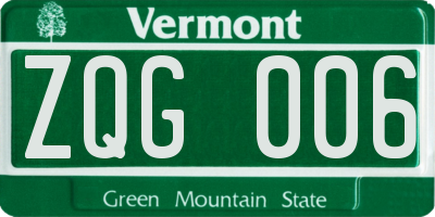 VT license plate ZQG006