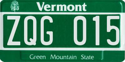 VT license plate ZQG015