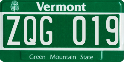 VT license plate ZQG019