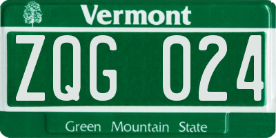 VT license plate ZQG024