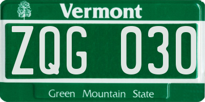 VT license plate ZQG030