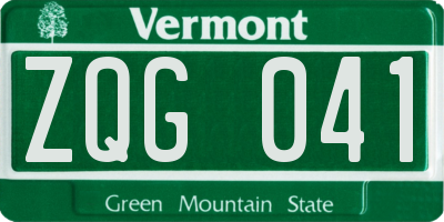 VT license plate ZQG041
