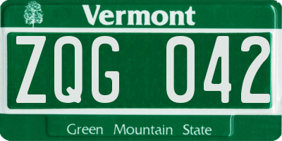 VT license plate ZQG042