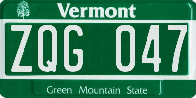 VT license plate ZQG047