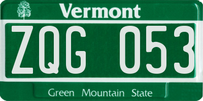 VT license plate ZQG053