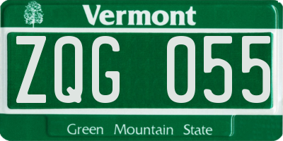 VT license plate ZQG055