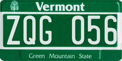 VT license plate ZQG056