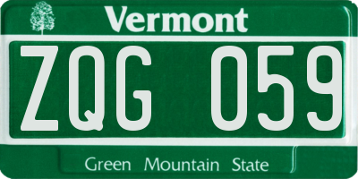 VT license plate ZQG059
