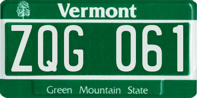 VT license plate ZQG061