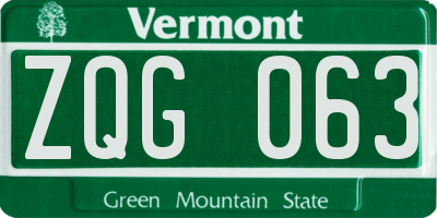 VT license plate ZQG063