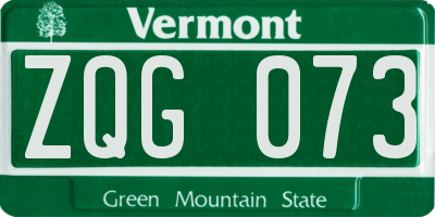 VT license plate ZQG073