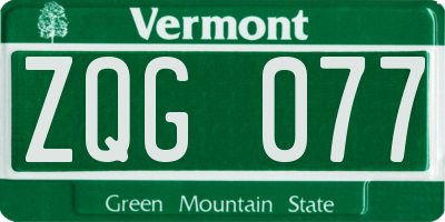 VT license plate ZQG077