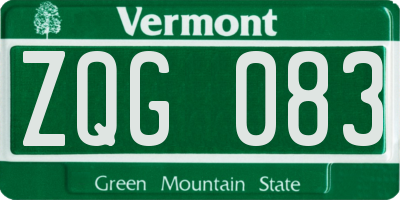 VT license plate ZQG083