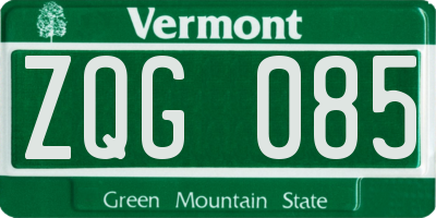 VT license plate ZQG085