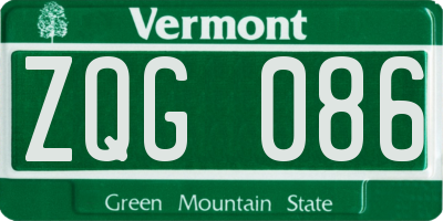 VT license plate ZQG086