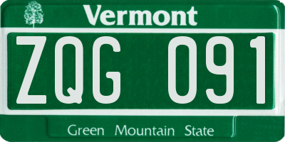 VT license plate ZQG091