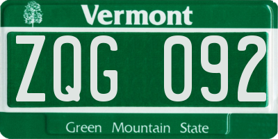 VT license plate ZQG092