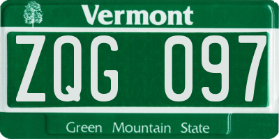 VT license plate ZQG097