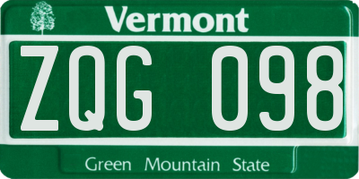 VT license plate ZQG098
