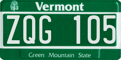 VT license plate ZQG105