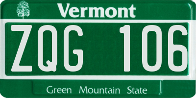 VT license plate ZQG106