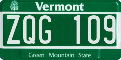 VT license plate ZQG109