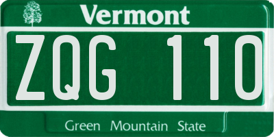 VT license plate ZQG110