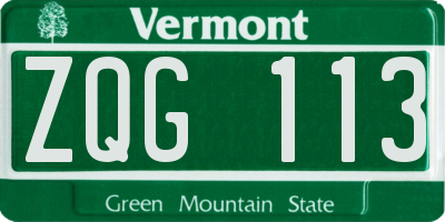 VT license plate ZQG113