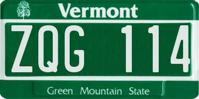 VT license plate ZQG114