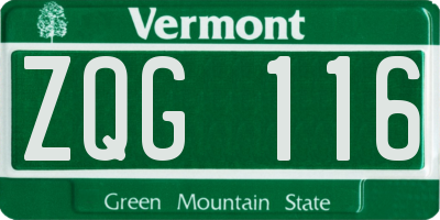 VT license plate ZQG116