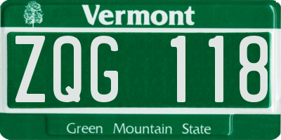 VT license plate ZQG118